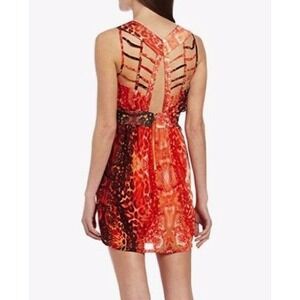 XOXO | Junior Snakeskin Orange Dress Womens Size 0 Cutout Back Mini Empire Waist